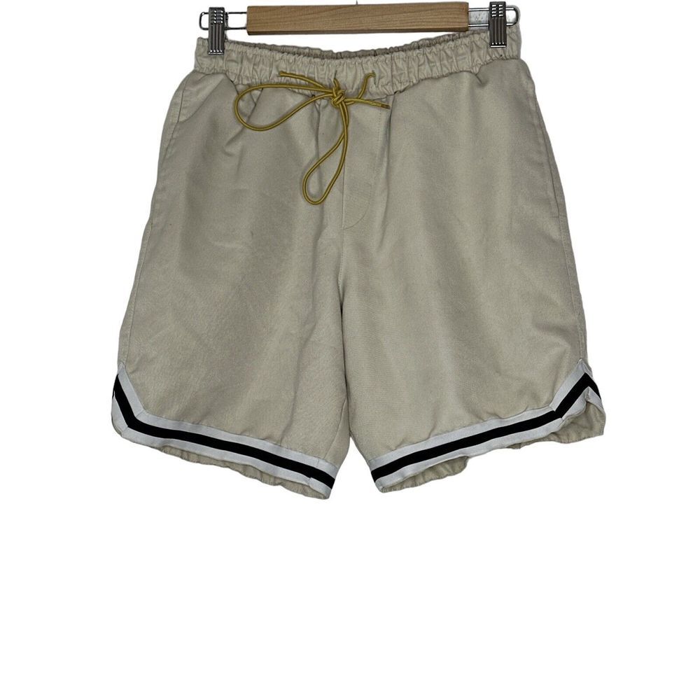 MNML ‎ Black  Polyester  Drawstring Walking Shorts  with Pockets Small Beige